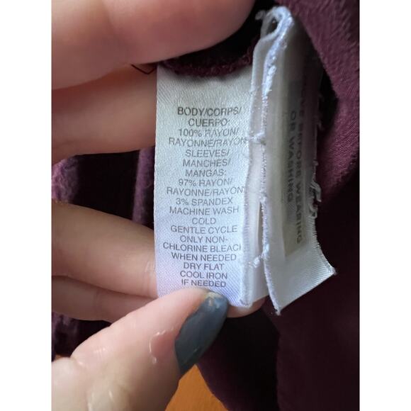 Lou & Grey Women's Crewneck Mixed Media Blouse Dolman Long Sleeve Maroon Size M - Picture 6 of 8